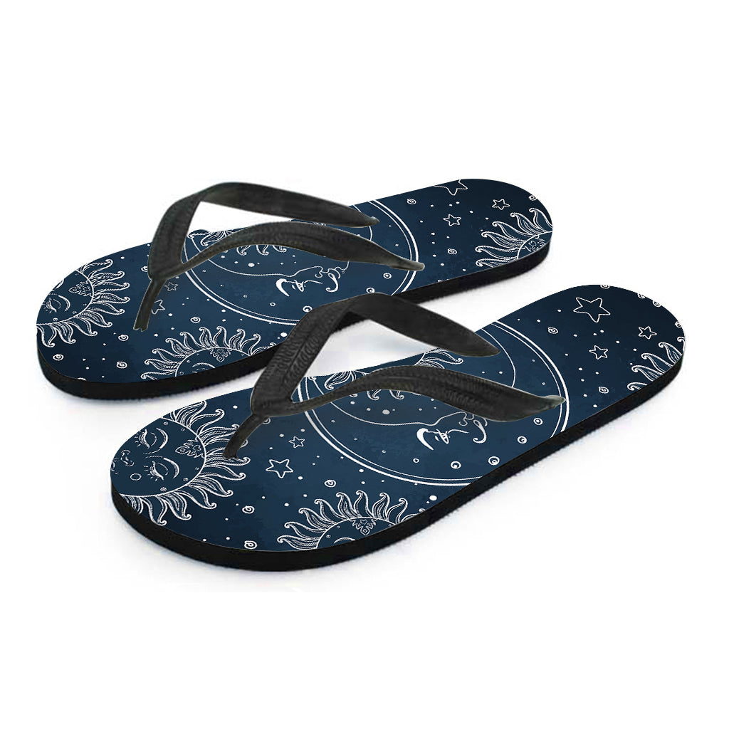 Vintage Sun And Moon Pattern Print Flip Flops