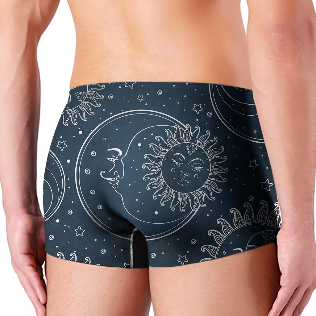 Vintage Sun And Moon Pattern Print Men's Boxer Briefs