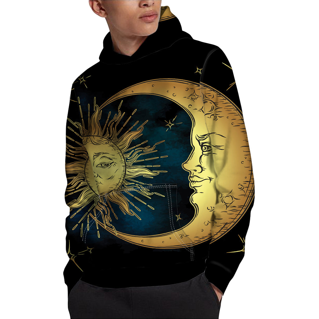 Vintage Sun And Moon Print Pullover Hoodie
