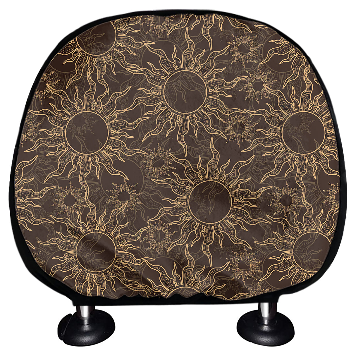 Vintage Sun Pattern Print Car Headrest Covers