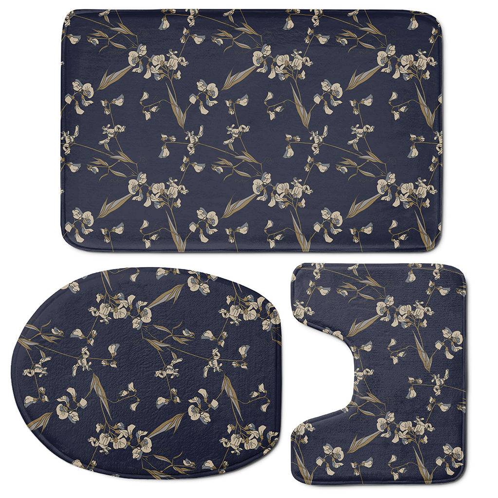 Vintage Sweet Pea Pattern Print 3 Piece Bath Mat Set
