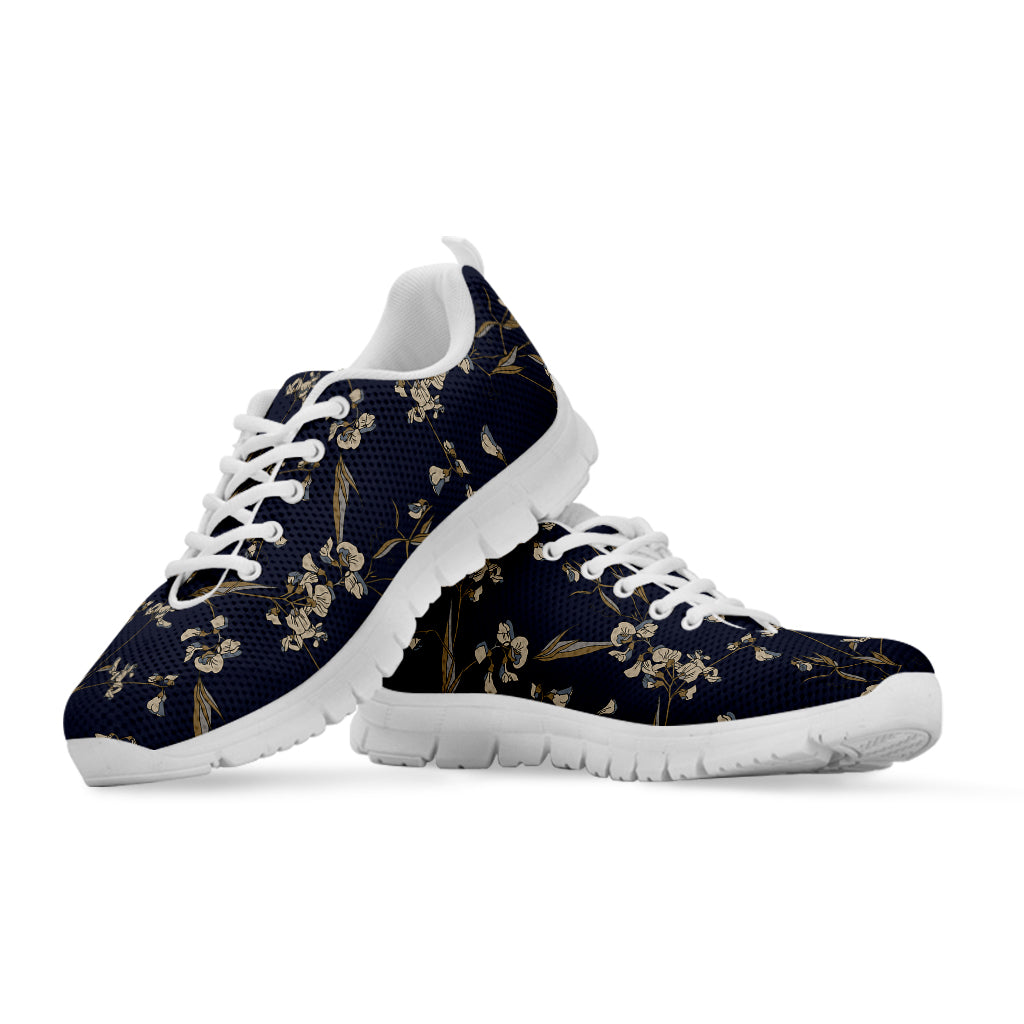 Vintage Sweet Pea Pattern Print White Sneakers