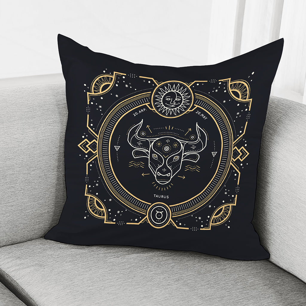Vintage Taurus Zodiac Sign Print Pillow Cover