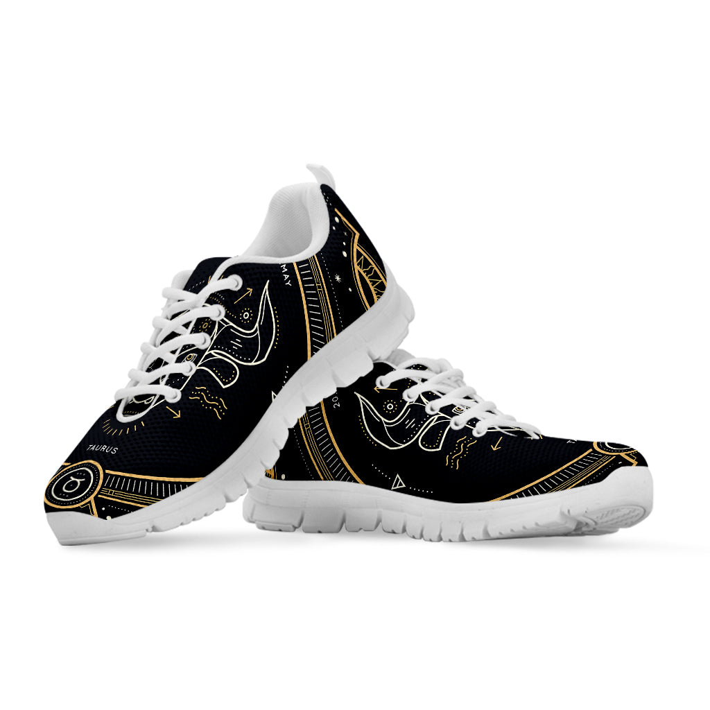 Vintage Taurus Zodiac Sign Print White Sneakers