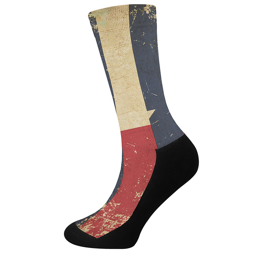 Vintage Texas Flag Print Crew Socks