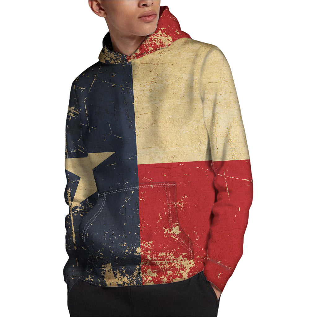 Vintage Texas Flag Print Pullover Hoodie