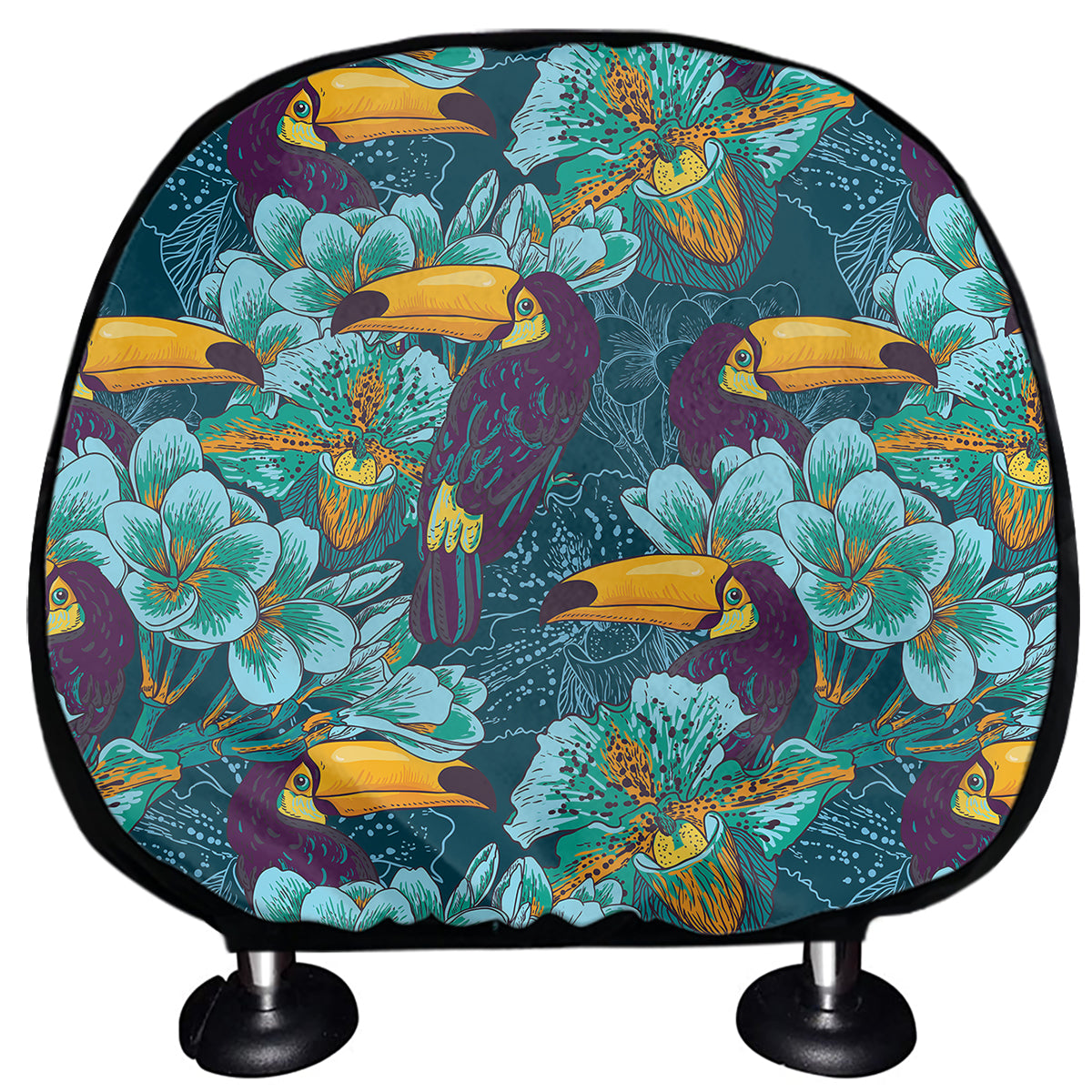 Vintage Toucan Pattern Print Car Headrest Covers