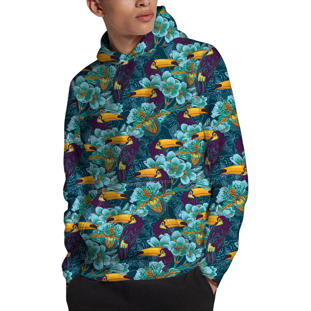 Vintage Toucan Pattern Print Pullover Hoodie