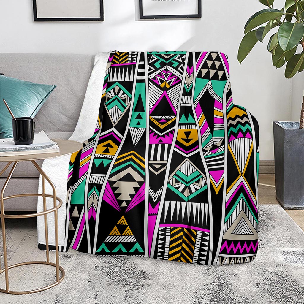 Vintage Tribal Aztec Pattern Print Blanket
