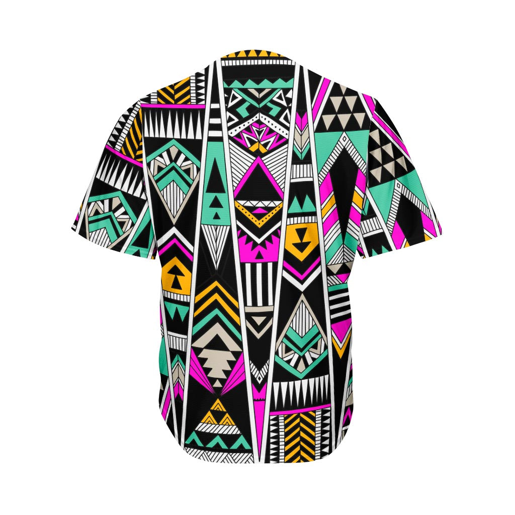 Vintage Tribal Aztec Pattern Print Men's Baseball Jersey