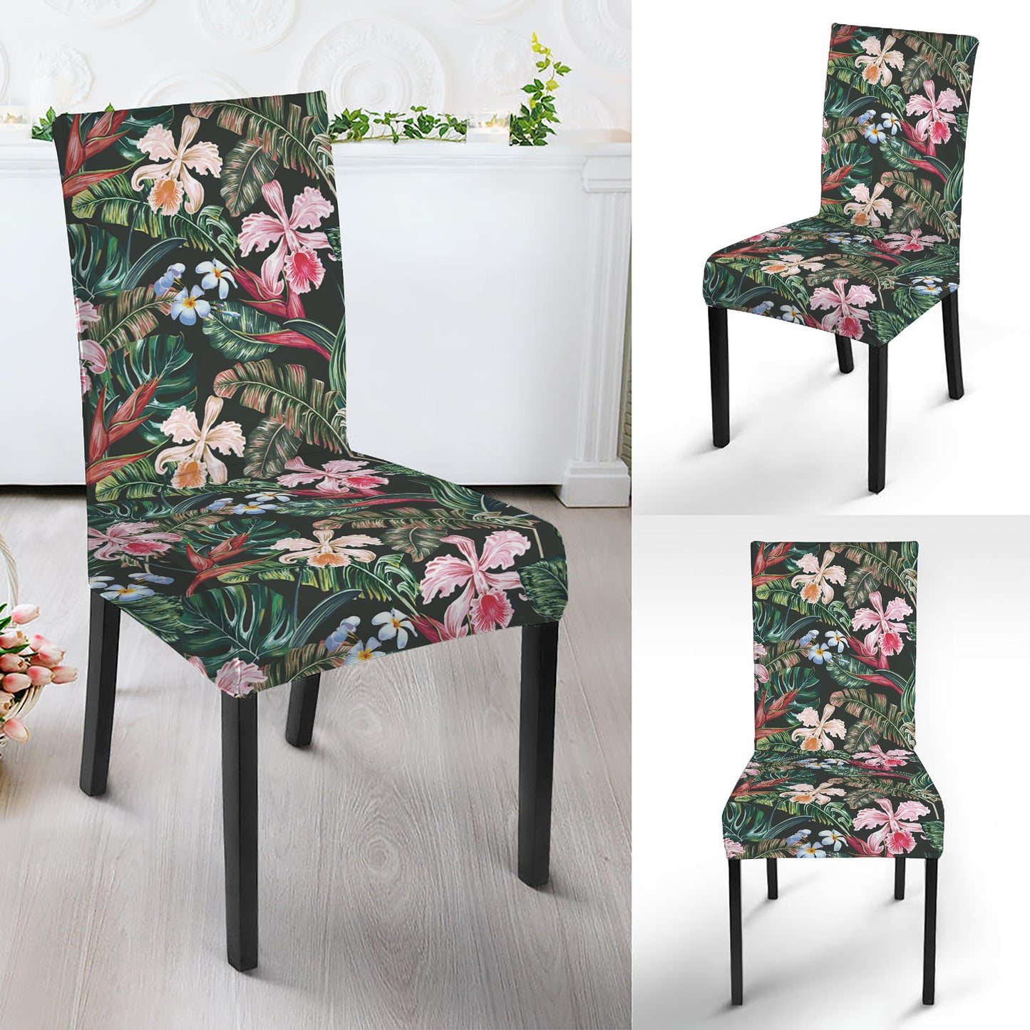 Vintage Tropical Exotic Hawaiian Print Dining Chair Slipcover