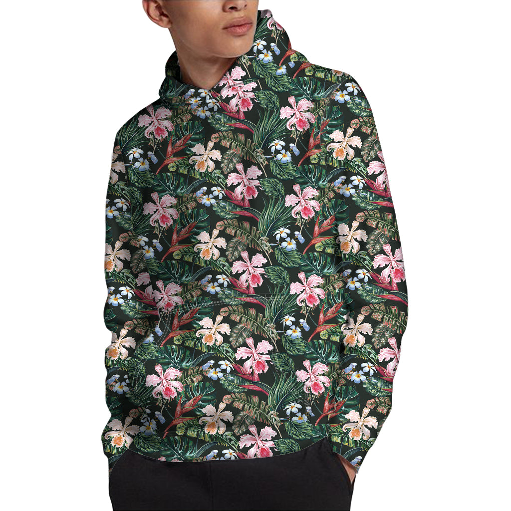 Vintage Tropical Exotic Hawaiian Print Pullover Hoodie
