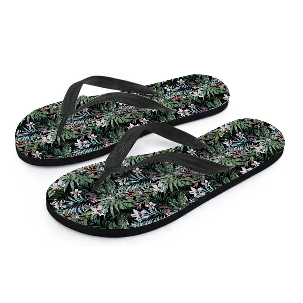 Vintage Tropical Floral Print Flip Flops