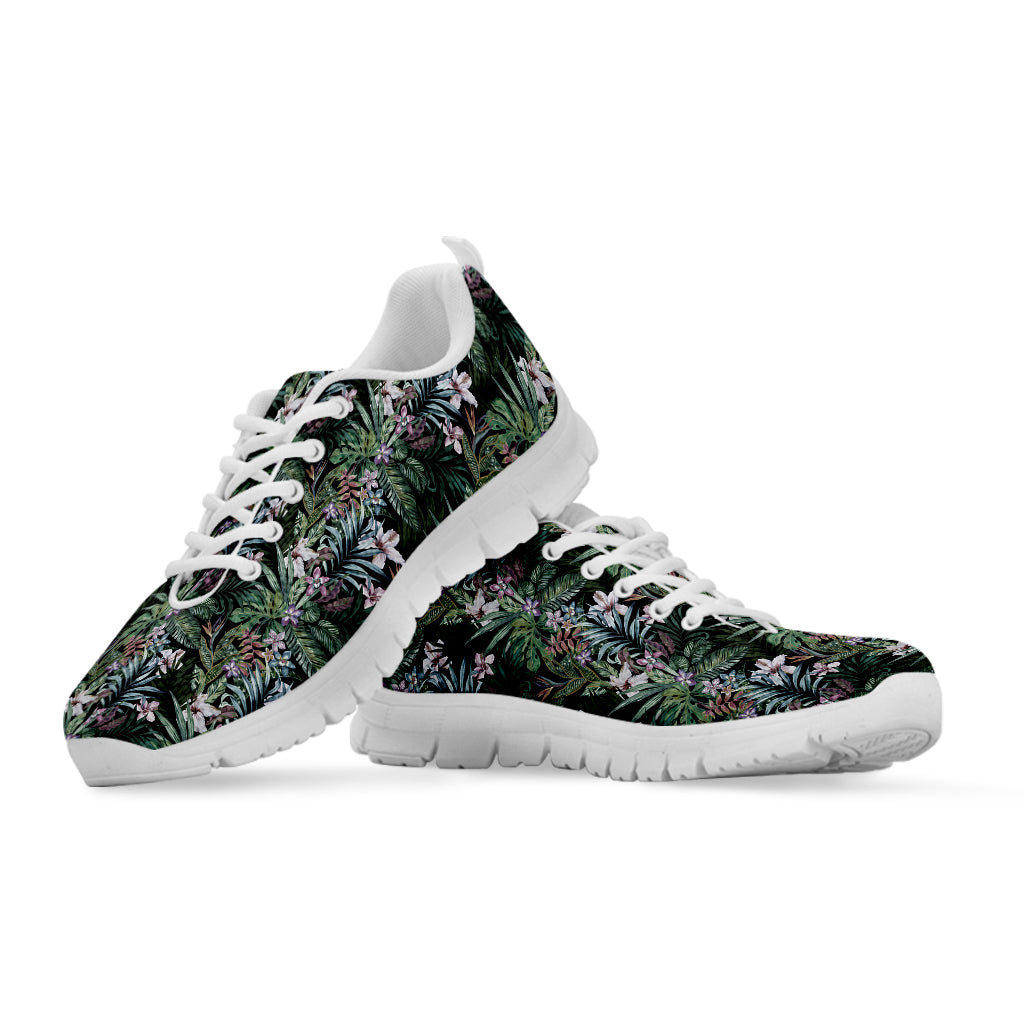 Vintage Tropical Floral Print White Sneakers