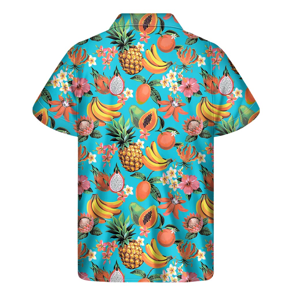 Vintage Tropical Fruits Pattern Print Men's Short Sleeve Shirt