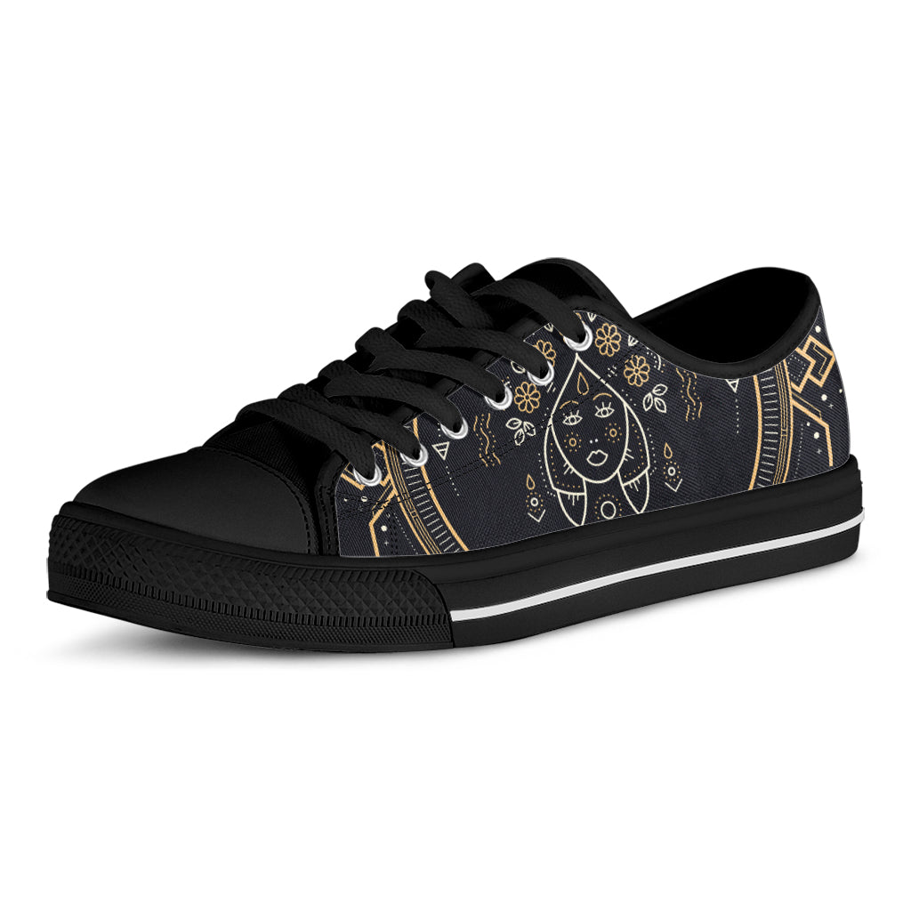 Vintage Virgo Zodiac Sign Print Black Low Top Shoes