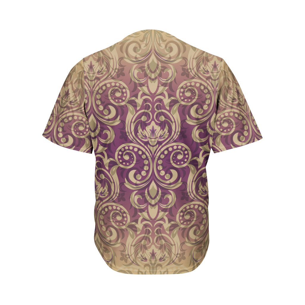 Vintage Western Damask Floral Print Men's Baseball Jersey
