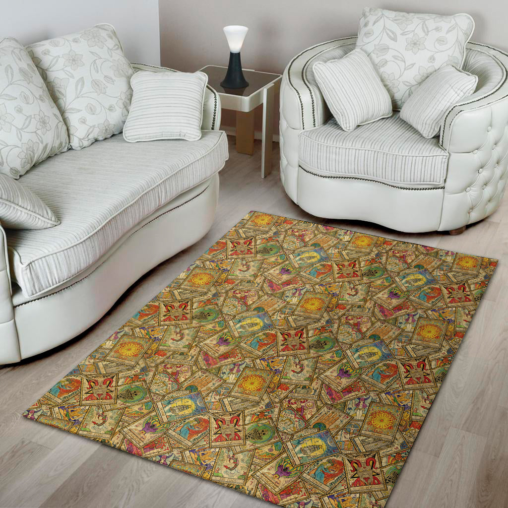 Vintage Wicca Tarot Card Print Area Rug