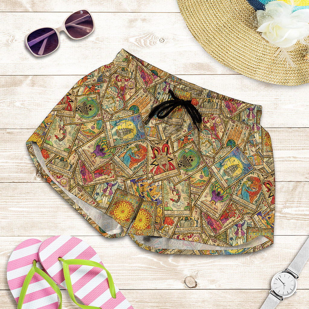 Vintage Wicca Tarot Card Print Women's Shorts