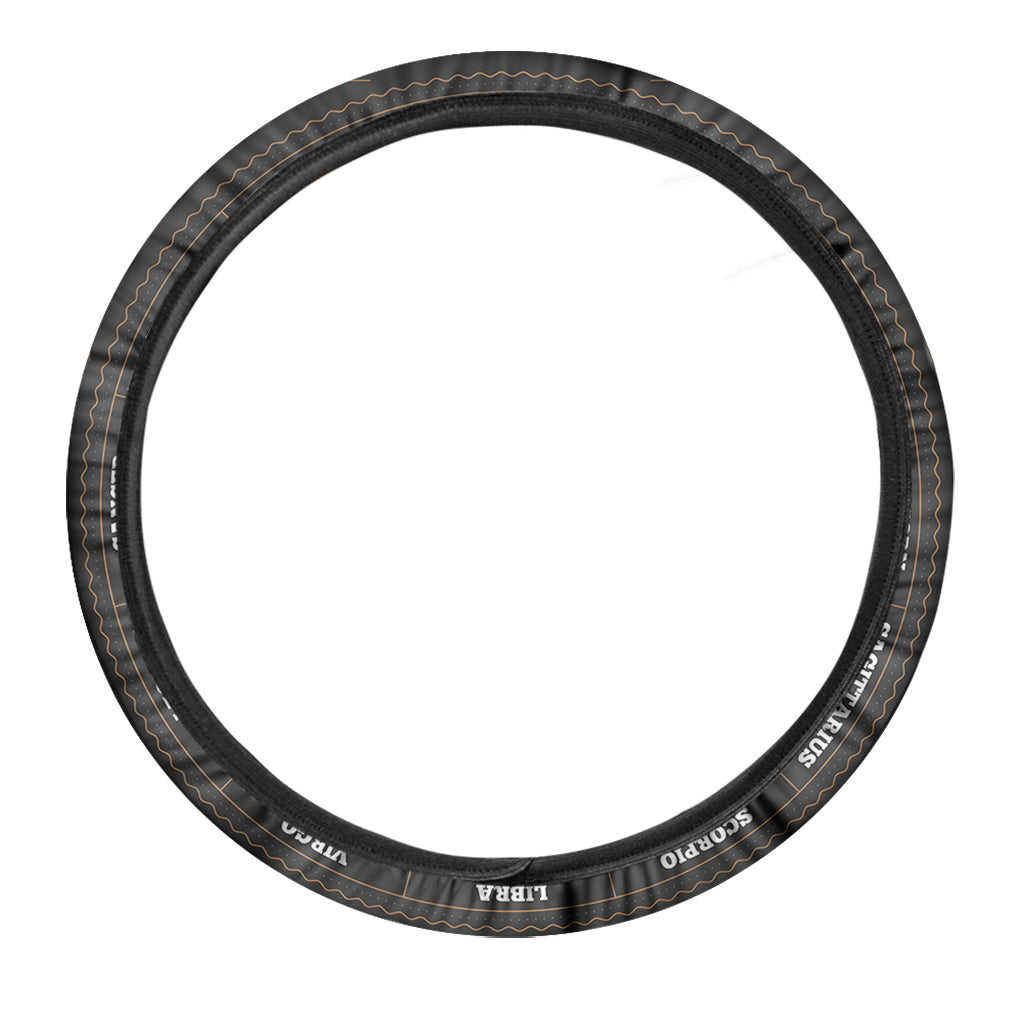 Vintage Zodiac Circle Print Car Steering Wheel Cover