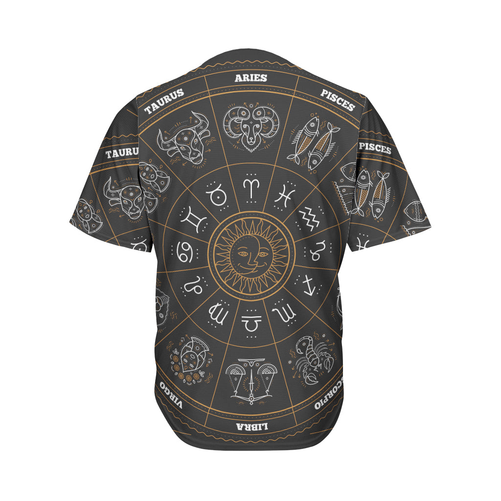 Vintage Zodiac Circle Print Men's Baseball Jersey
