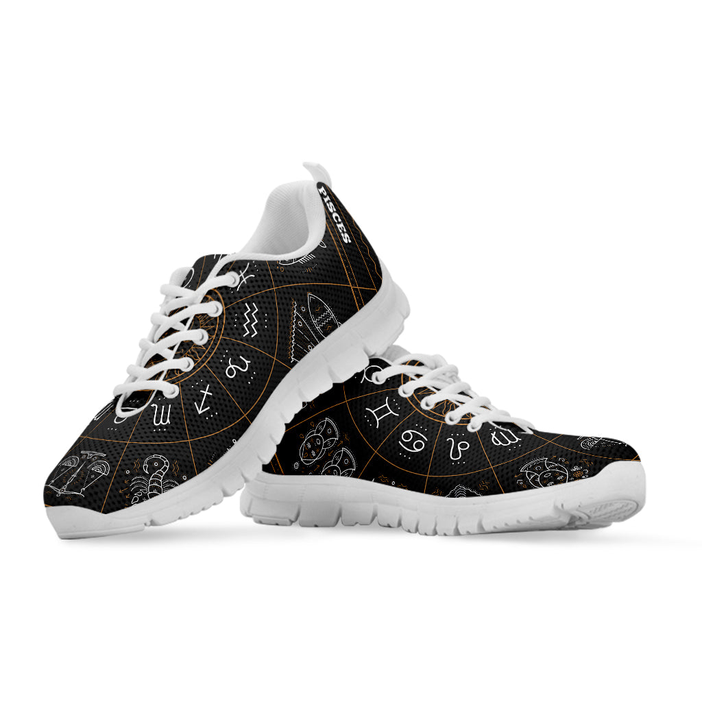 Vintage Zodiac Circle Print White Sneakers