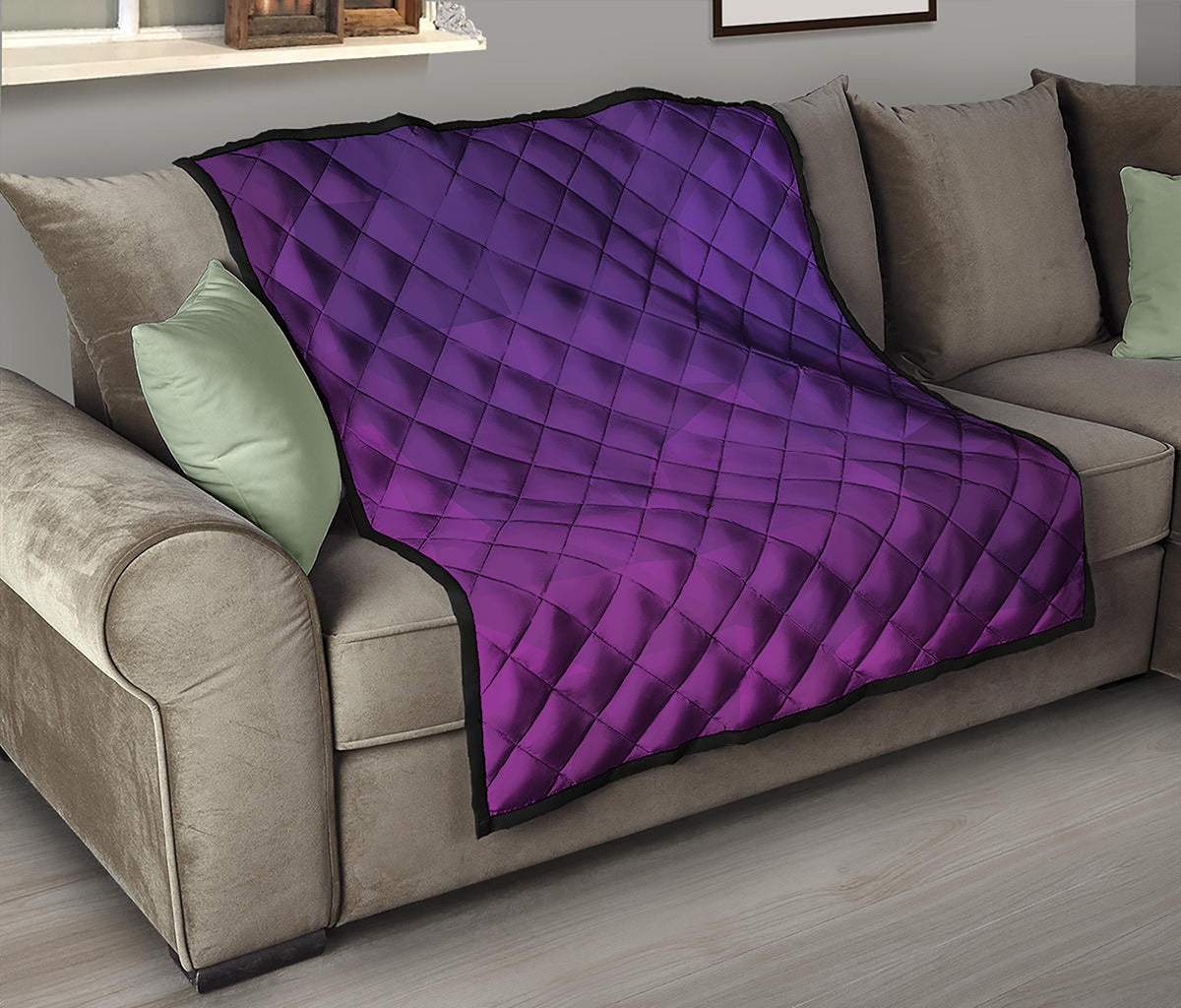 Violet Polygonal Geometric Print Quilt