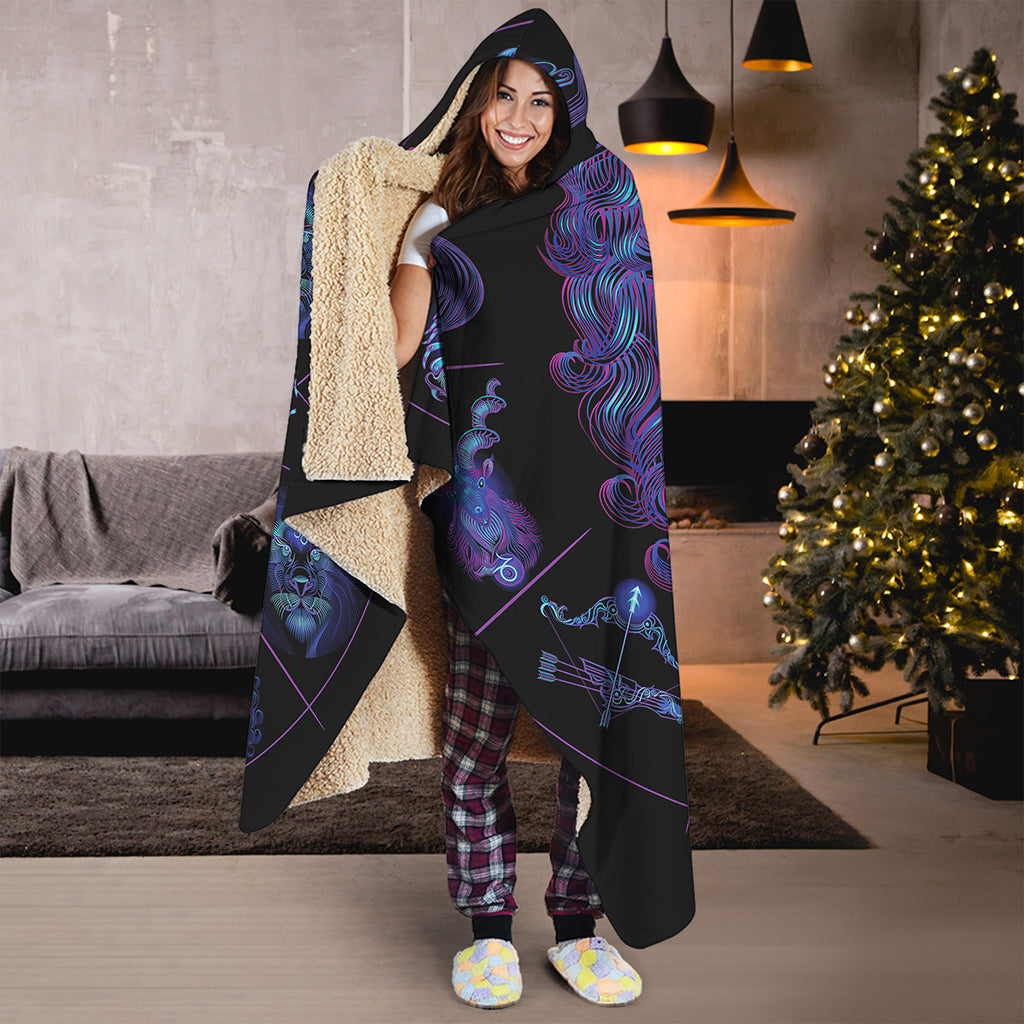 Virgo And Astrological Signs Print Hooded Blanket