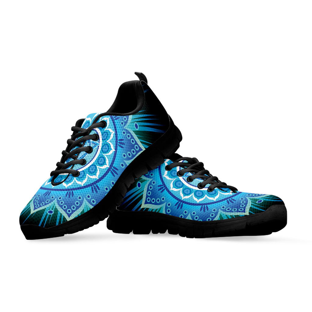 Vishuddha Chakra Mandala Print Black Sneakers