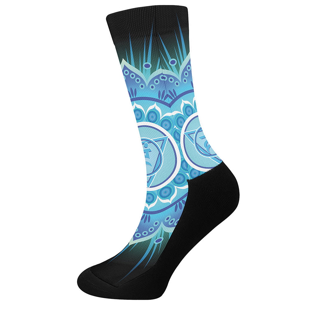 Vishuddha Chakra Mandala Print Crew Socks
