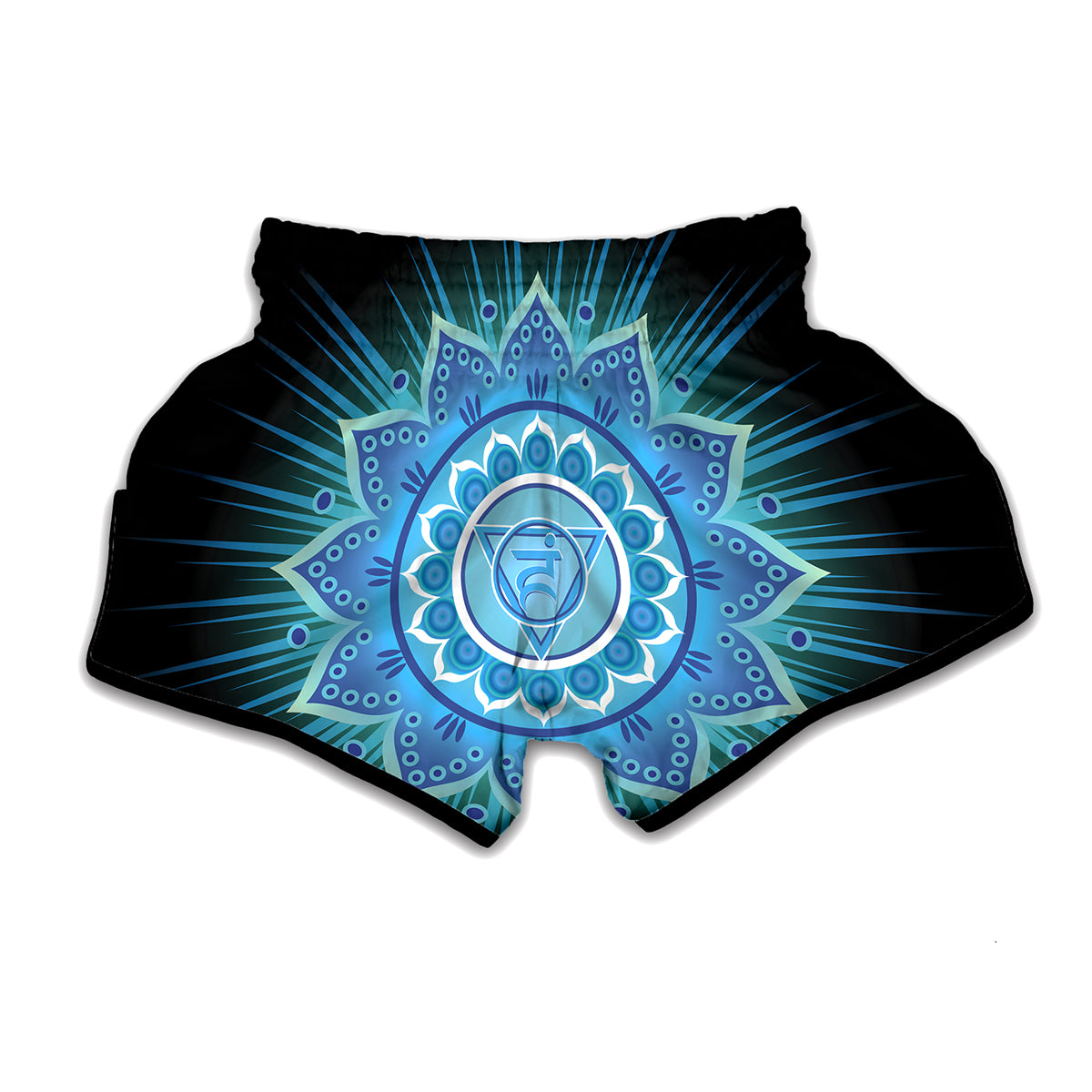Vishuddha Chakra Mandala Print Muay Thai Boxing Shorts