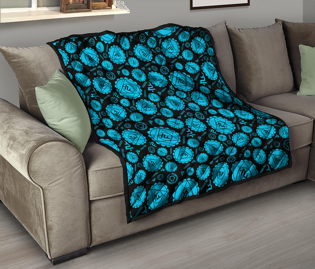 Vishuddha Chakra Pattern Print Quilt