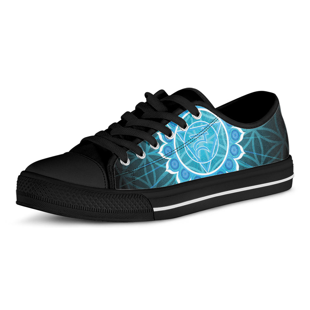 Vishuddha Chakra Spiritual Print Black Low Top Shoes