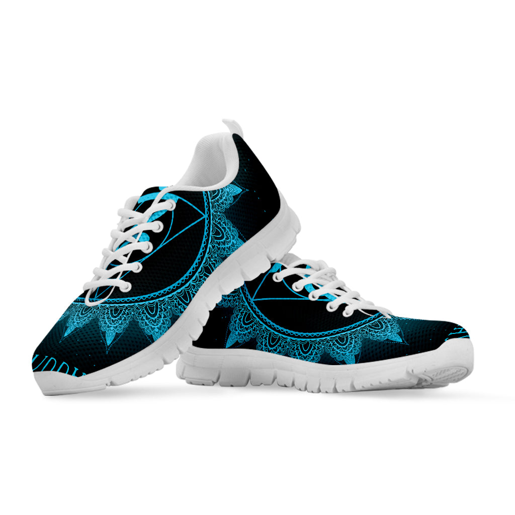 Vishuddha Chakra Symbol Print White Sneakers