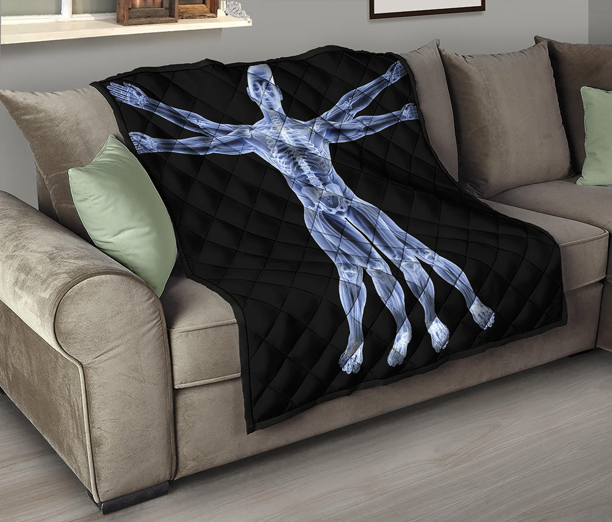Vitruvian Man X-Ray Print Quilt