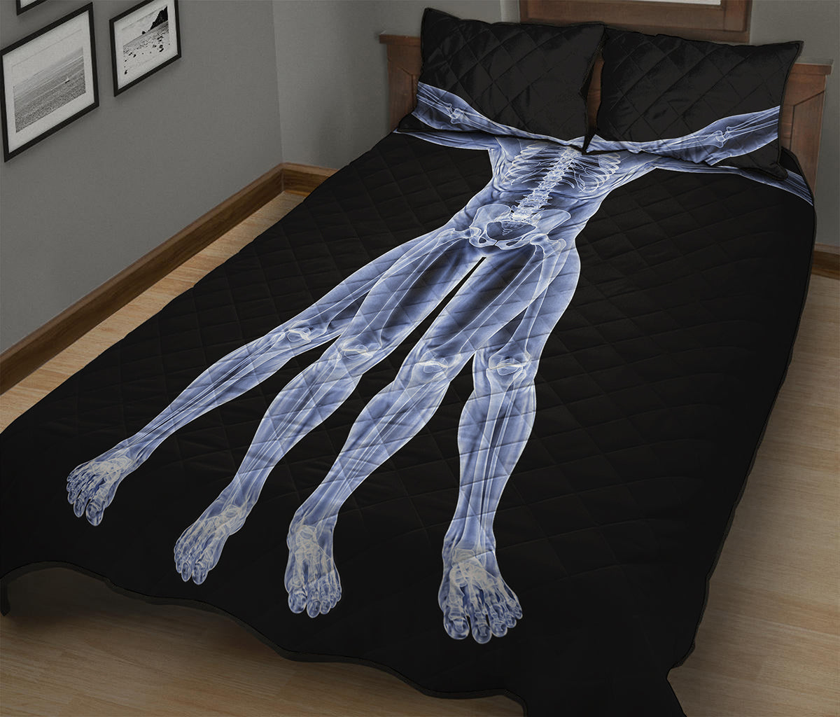 Vitruvian Man X-Ray Print Quilt Bed Set