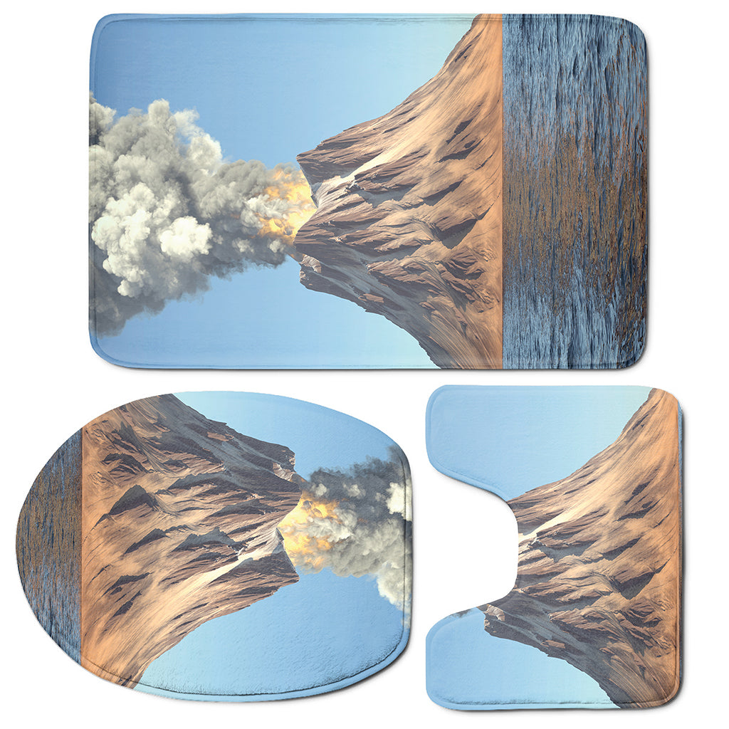 Volcanic Mountain Print 3 Piece Bath Mat Set