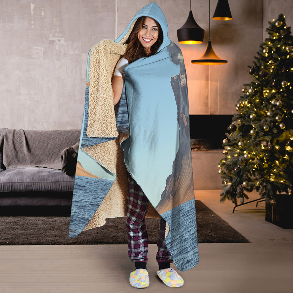 Volcanic Mountain Print Hooded Blanket