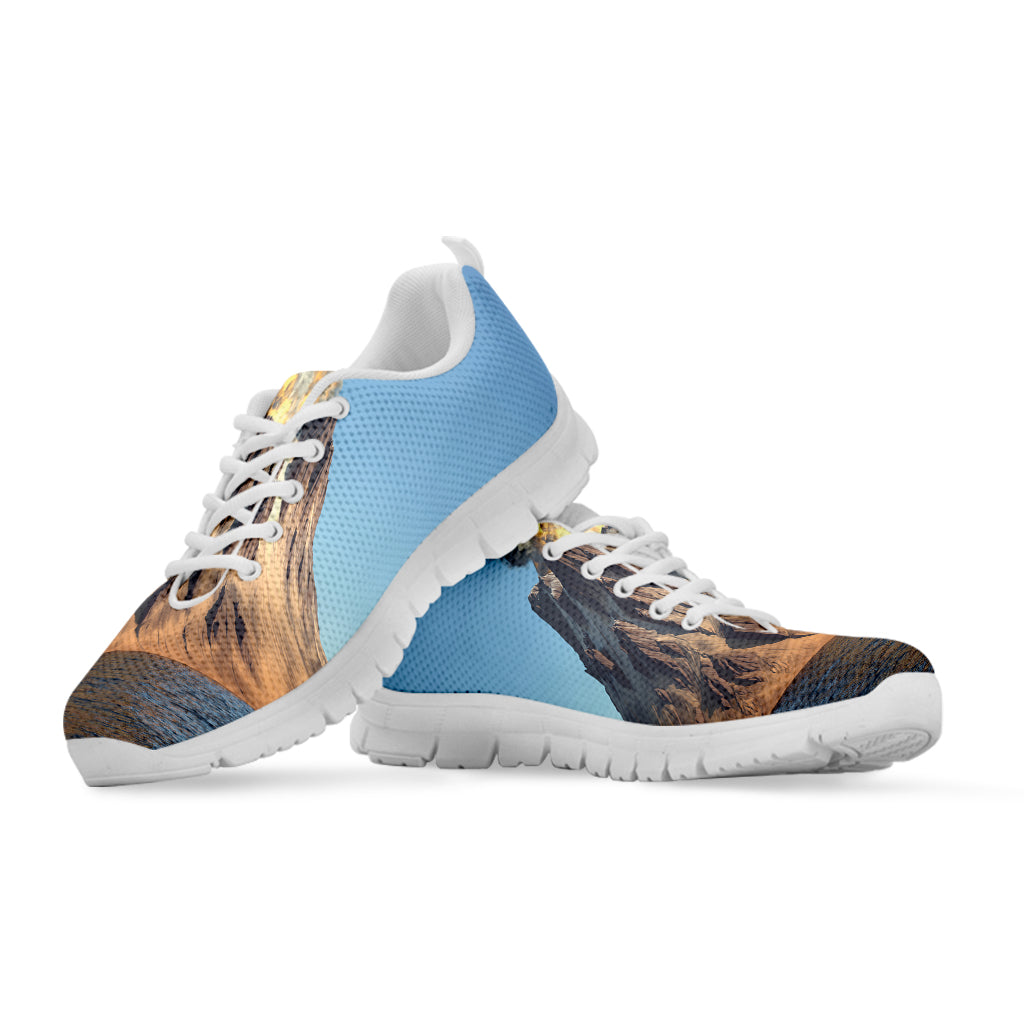 Volcanic Mountain Print White Sneakers