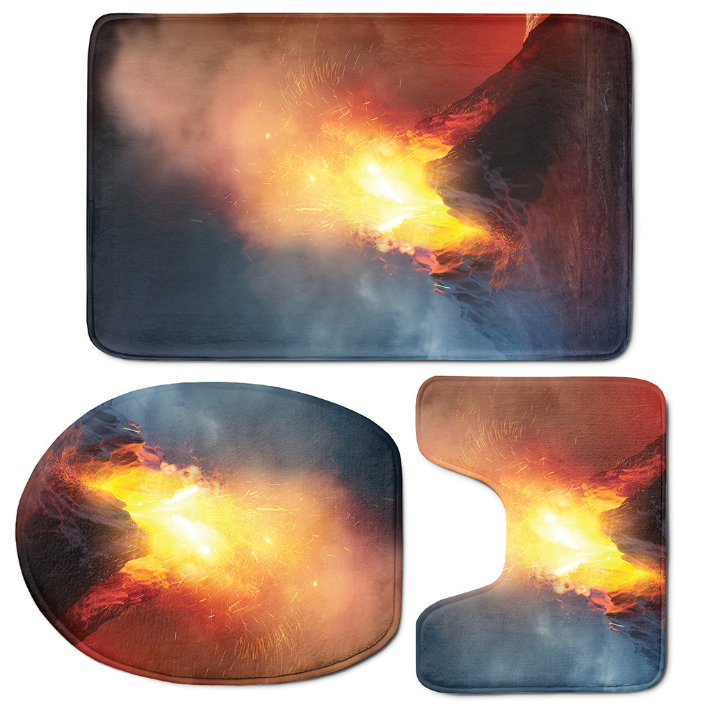 Volcano Eruption Print 3 Piece Bath Mat Set