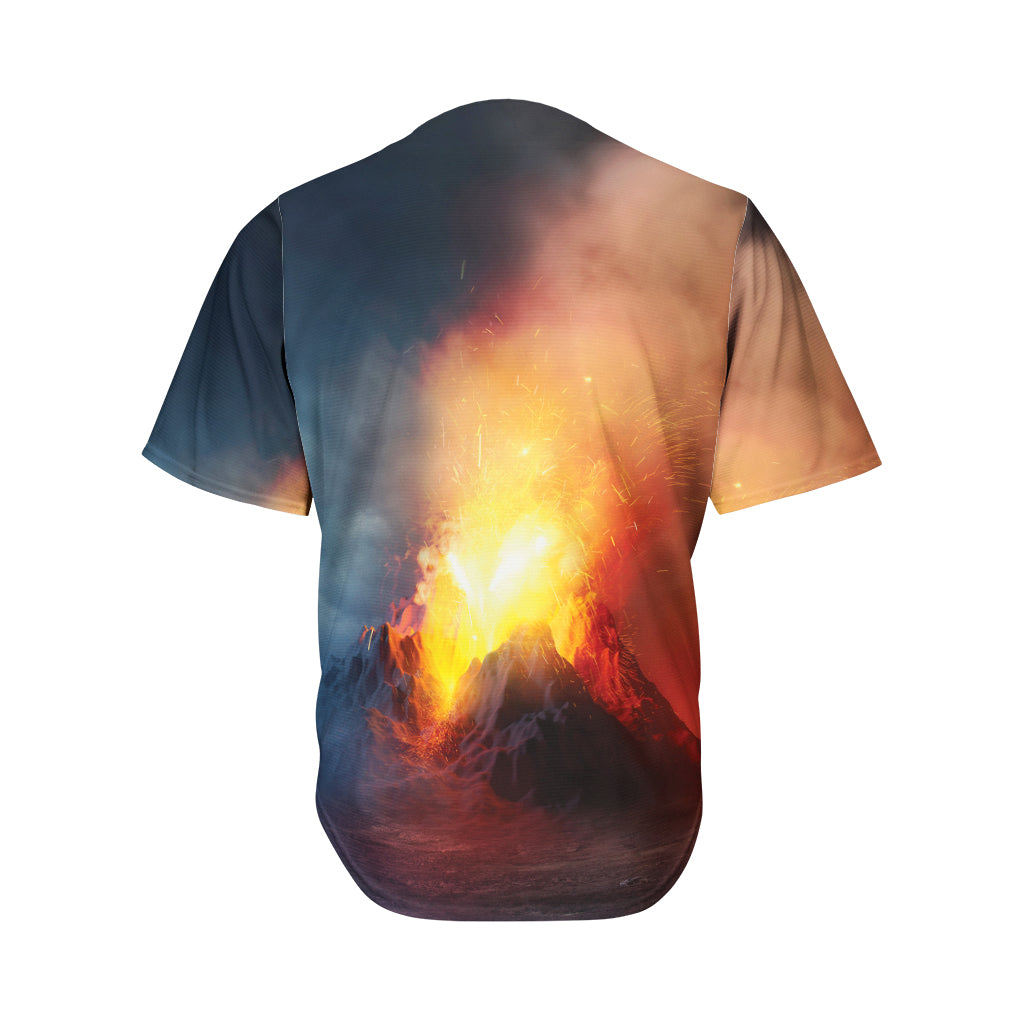 Volcano Eruption Print Men's Baseball Jersey