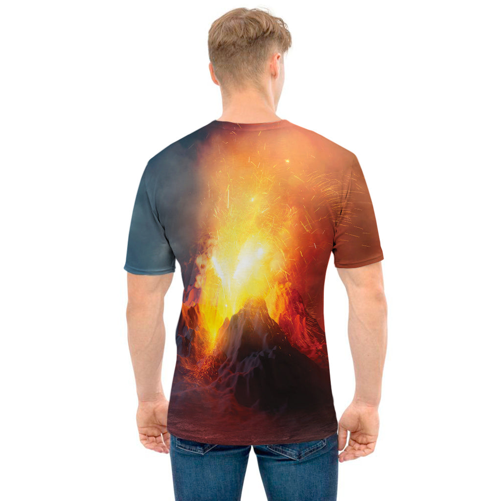 Volcano Eruption Print Men's T-Shirt