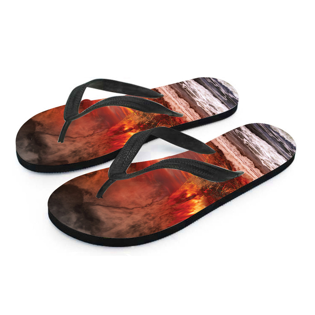 Volcano On The Sea Print Flip Flops