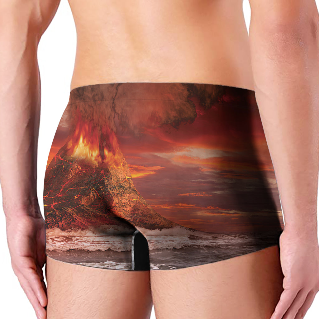 Volcano On The Sea Print Men's Boxer Briefs
