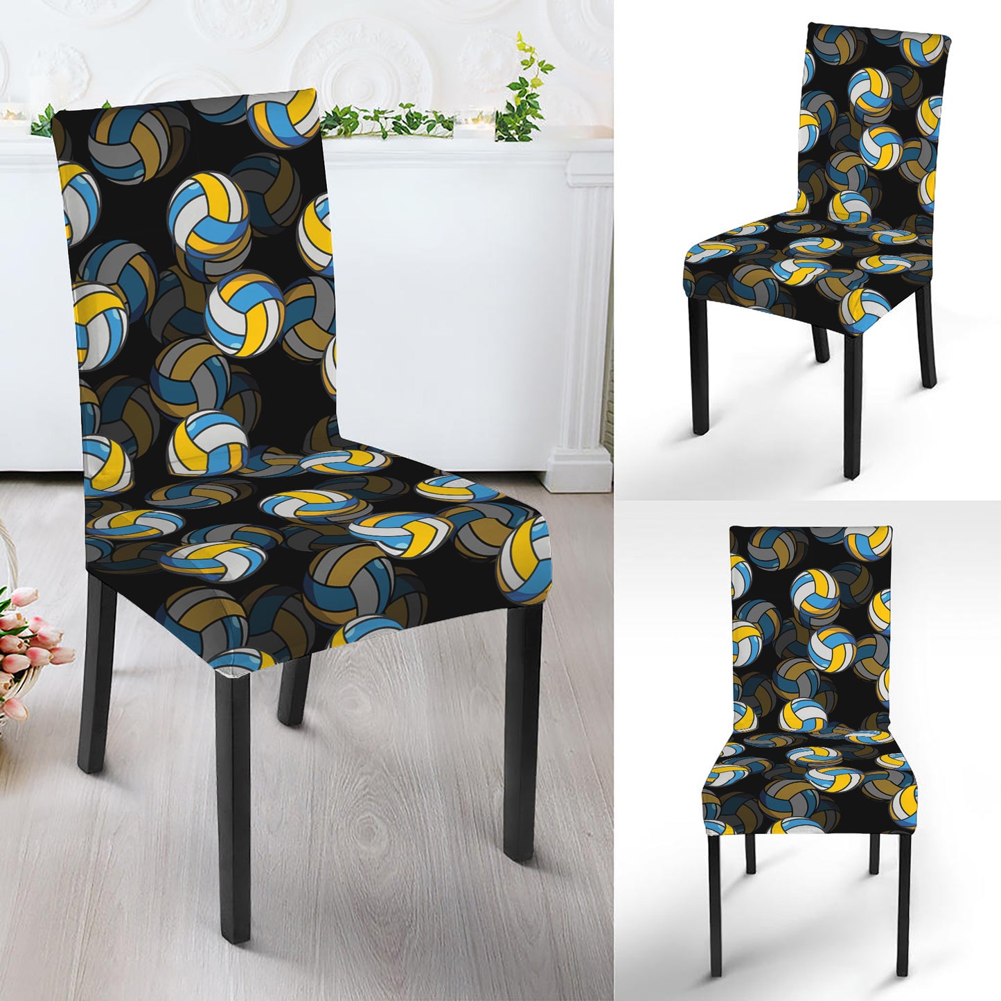 Volleyball Pattern Print Dining Chair Slipcover