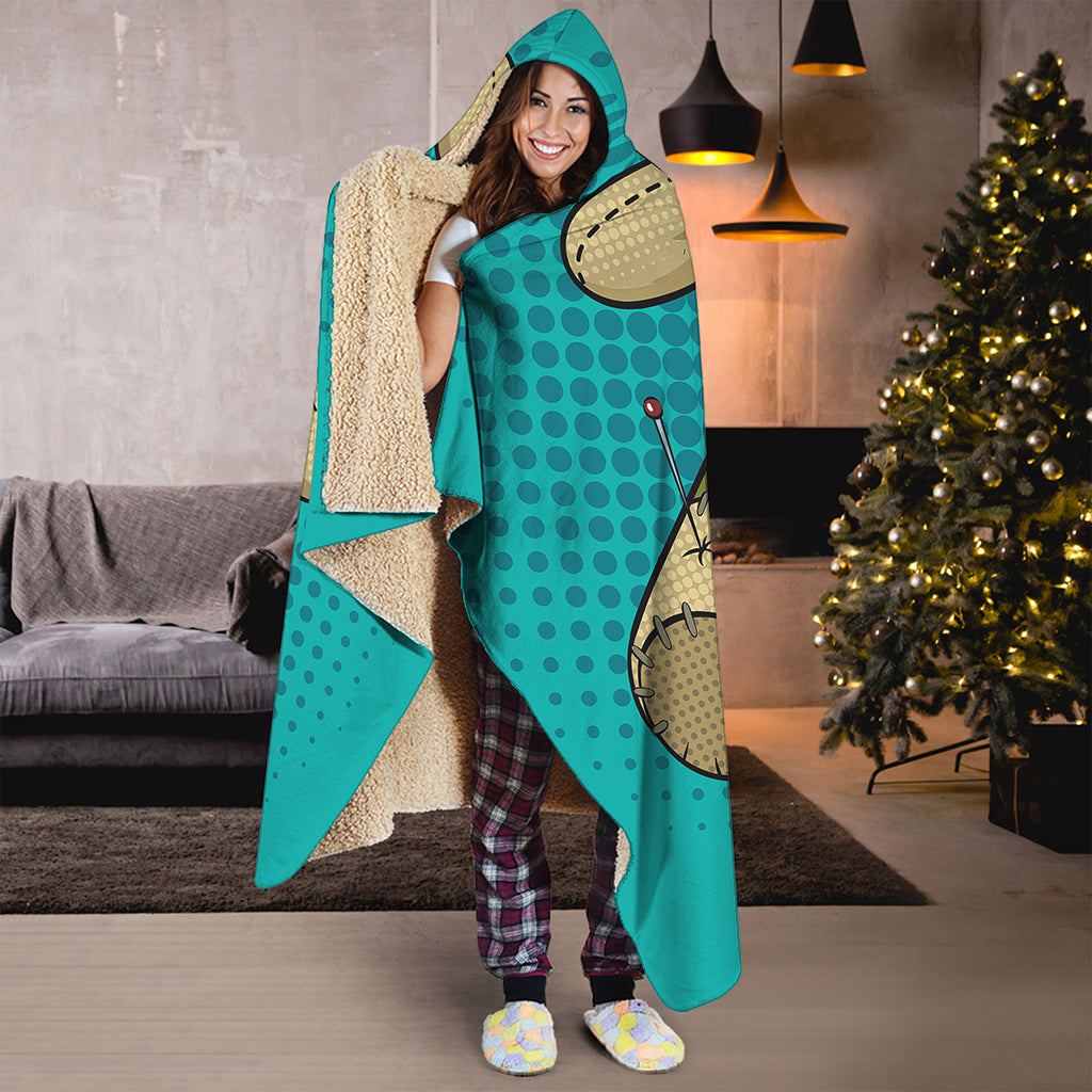 Voodoo Doll Print Hooded Blanket