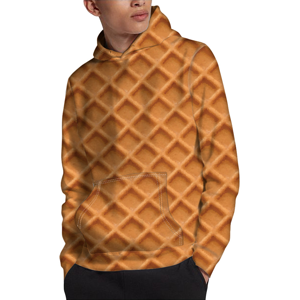 Waffle Pattern Print Pullover Hoodie