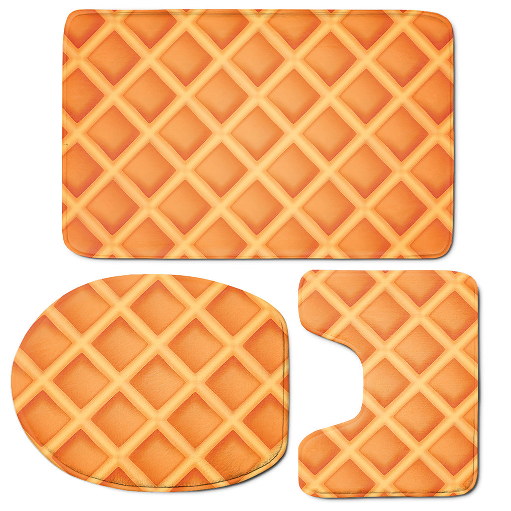 Waffle Print 3 Piece Bath Mat Set