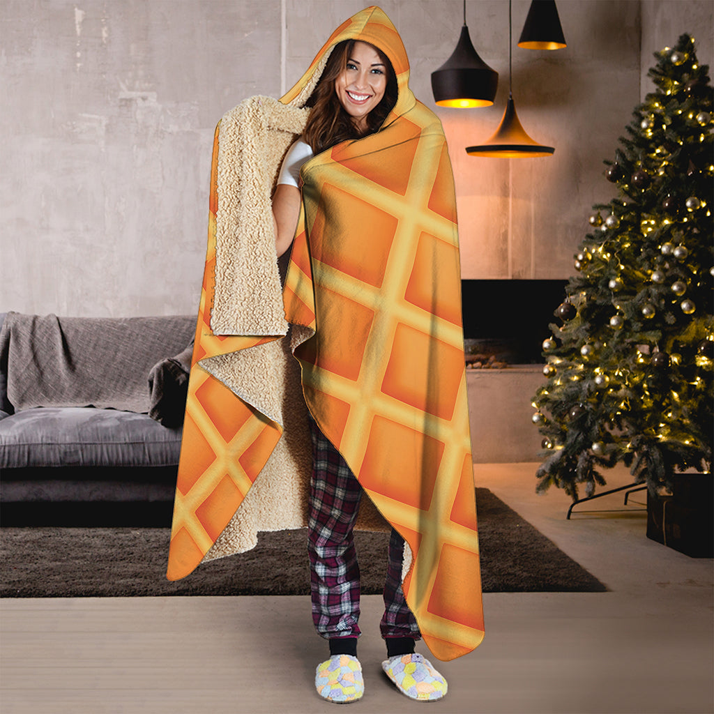 Waffle Print Hooded Blanket