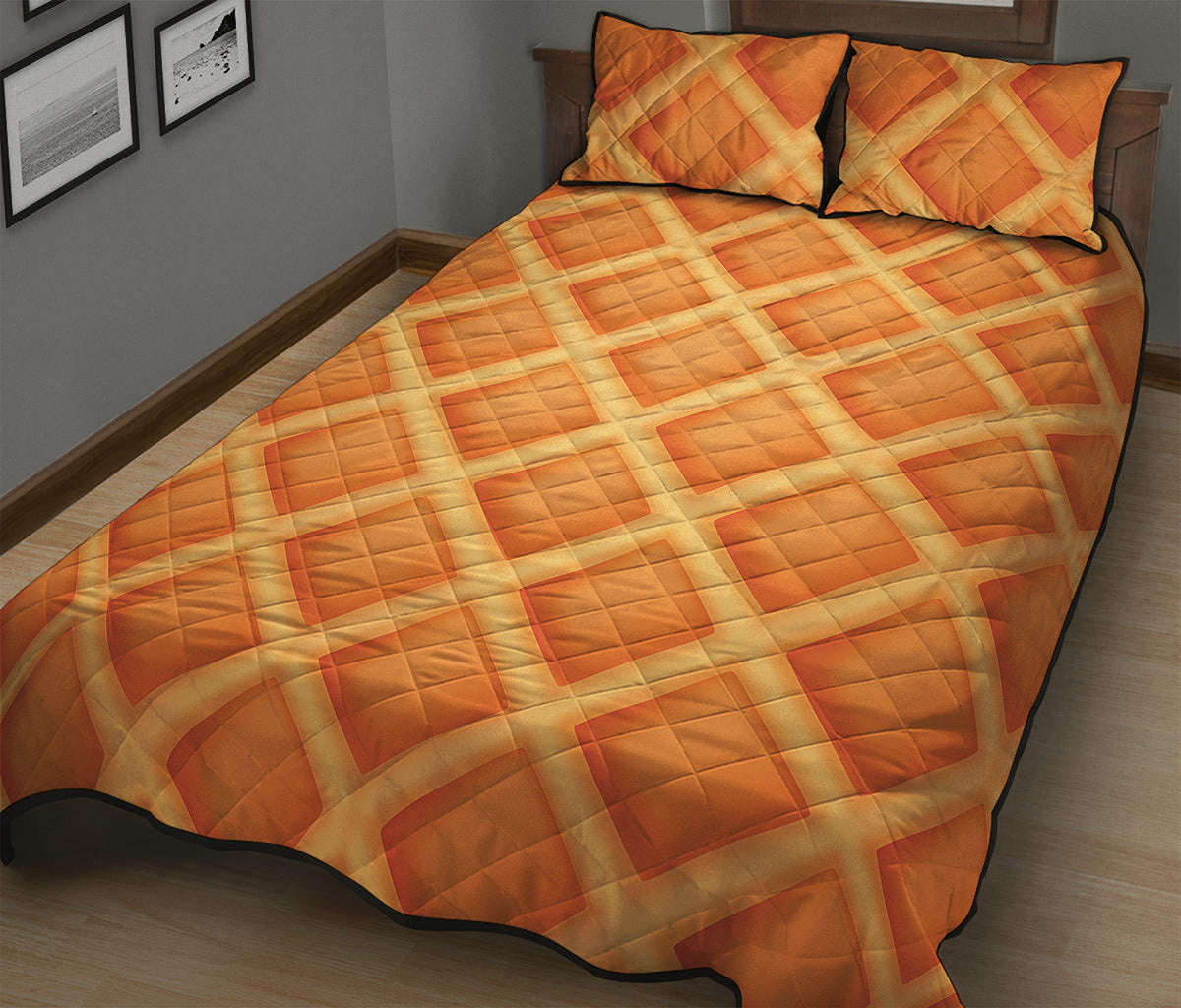 Waffle Print Quilt Bed Set